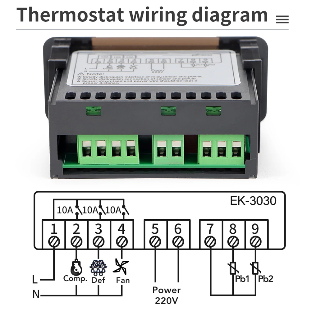 Digital Temperature Controller, 220V, Cooling and Heat Switch, Refrigerator, Kü8187