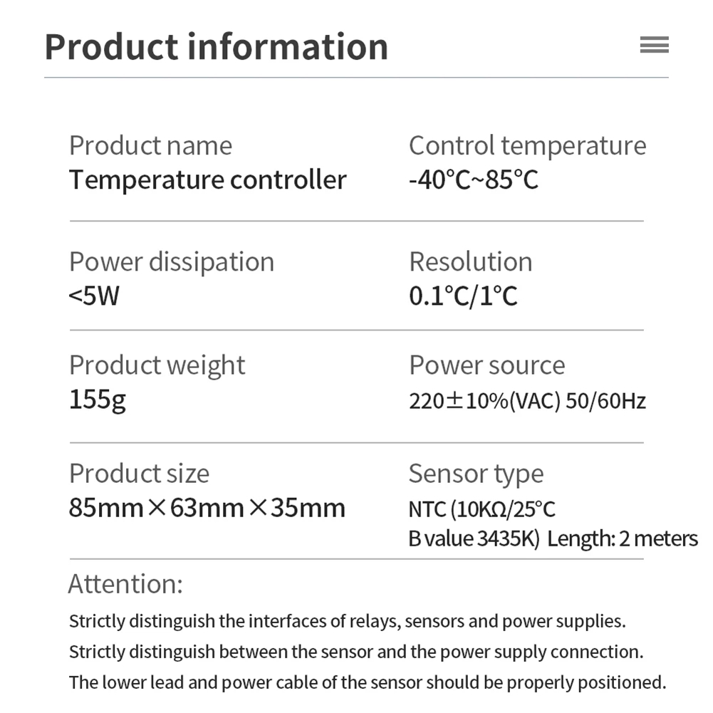 Digital Temperature Controller, 220V, Cooling and Heat Switch, Refrigerator, Kü8187