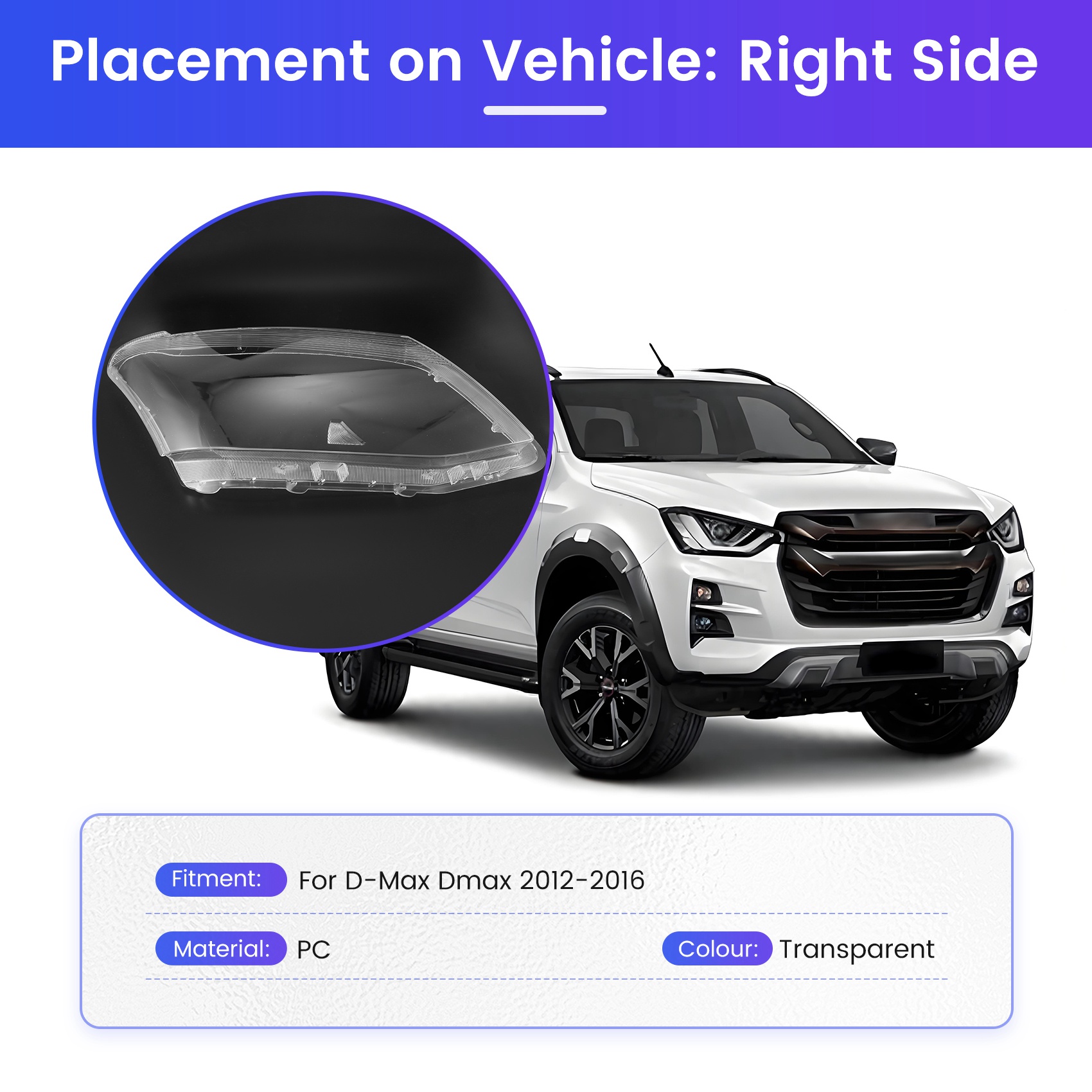 for D-Max Dmax 2012-2016 Car Headlight Lens Cover head light lamp7967