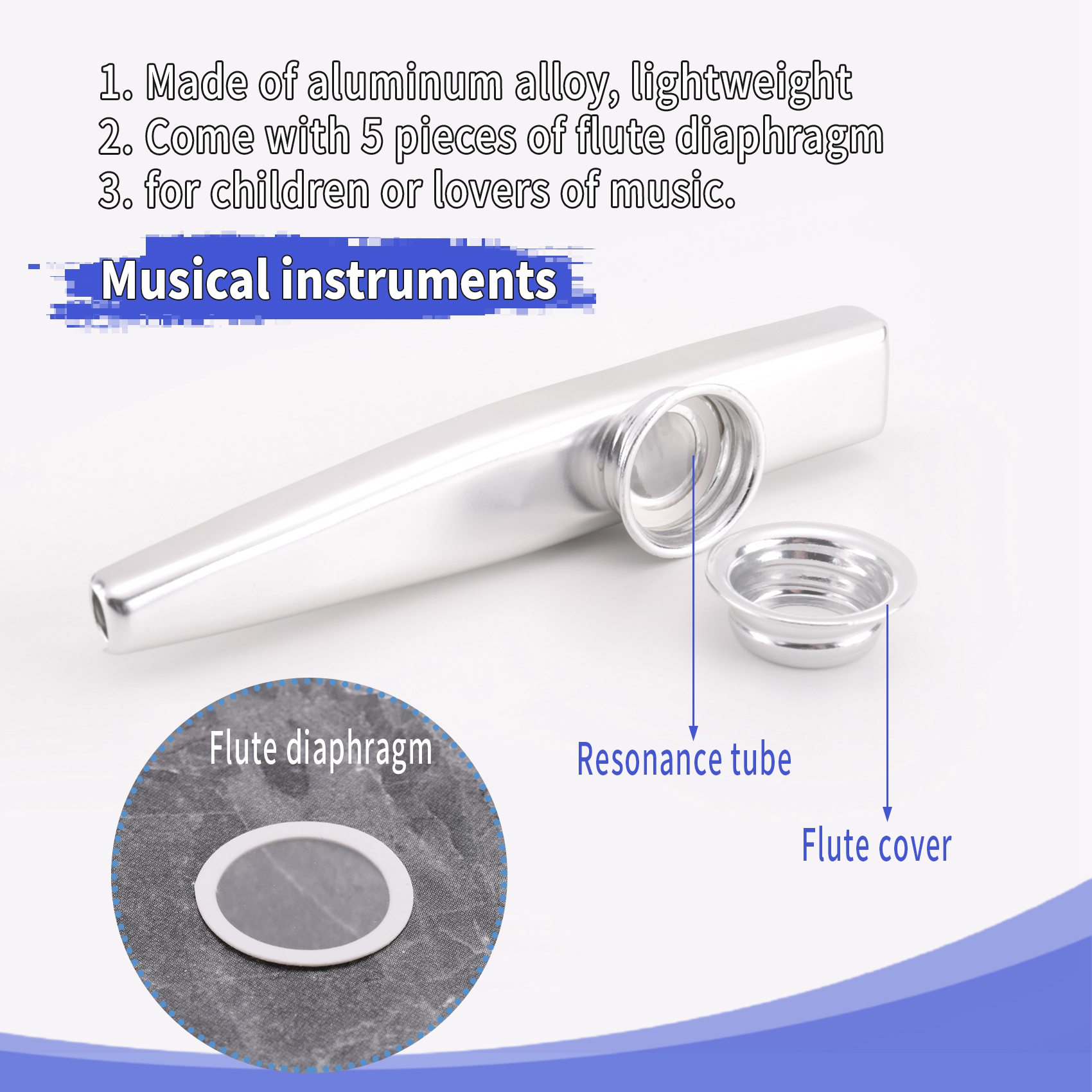 Aluminiumlegierung Metall mit 5 Stück Geschenke Flöte Membran für Kinder2878 - Bild 3 von 16