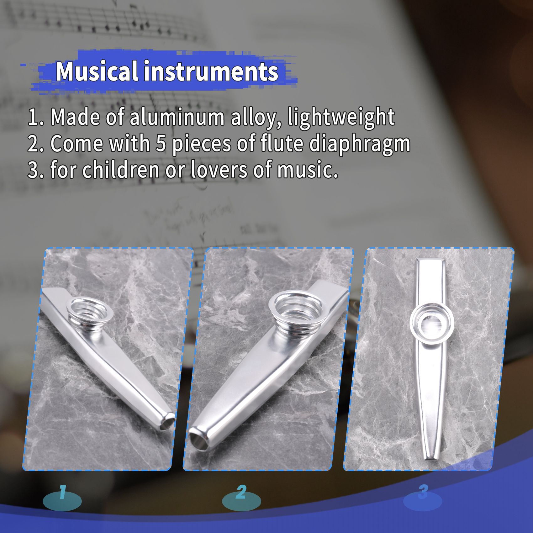 Aluminiumlegierung Metall mit 5 Stück Geschenke Flöte Membran für Kinder2878 - Bild 8 von 16