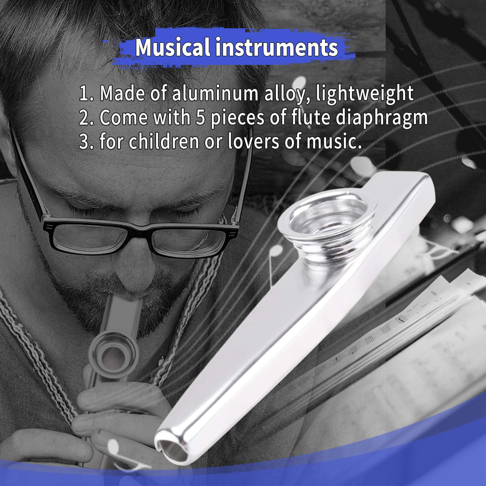Aluminiumlegierung Metall mit 5 Stück Geschenke Flöte Membran für Kinder2878 - Bild 4 von 16