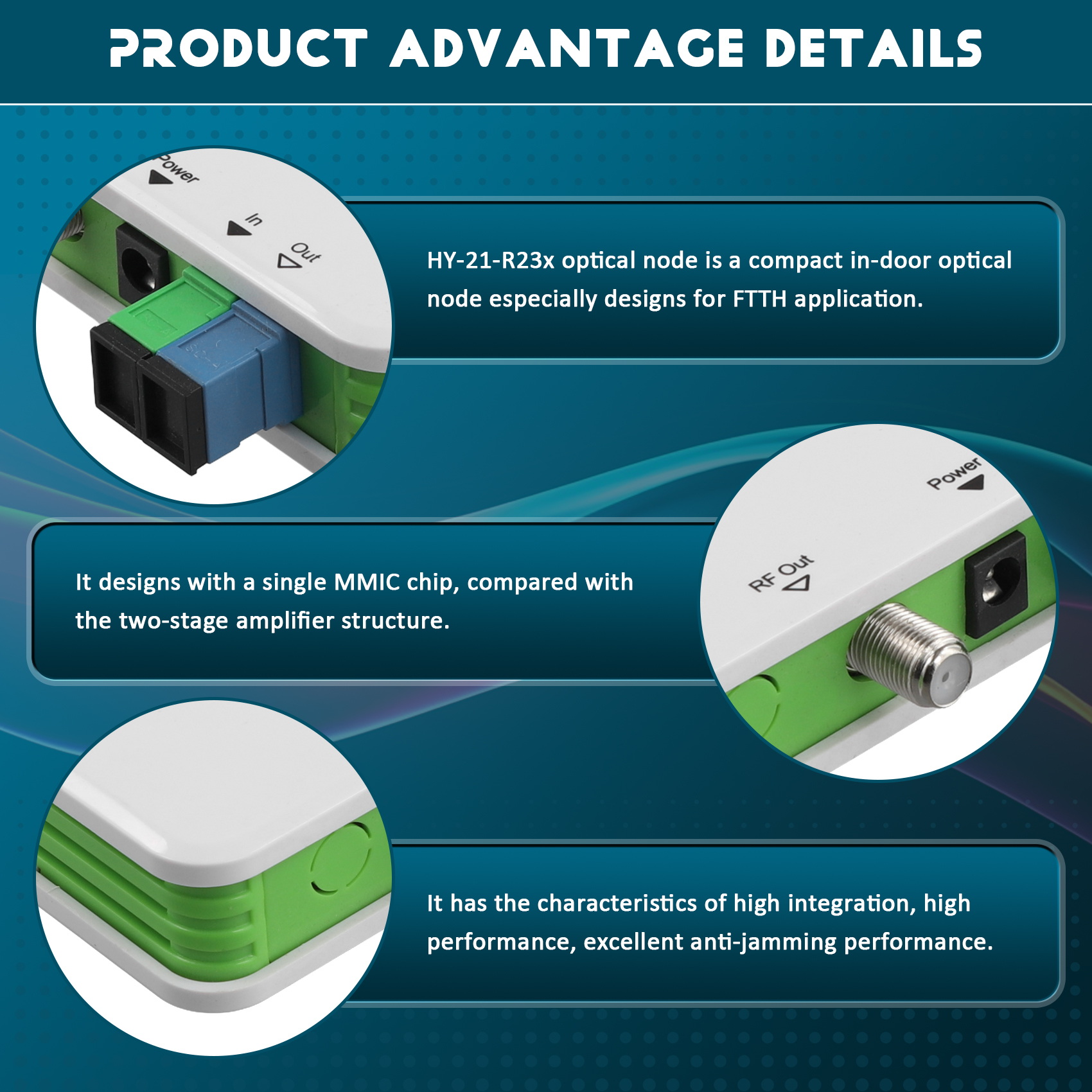CATV System ONU FTTH Optical WDM Receiver Optical Node Active Tripl8751