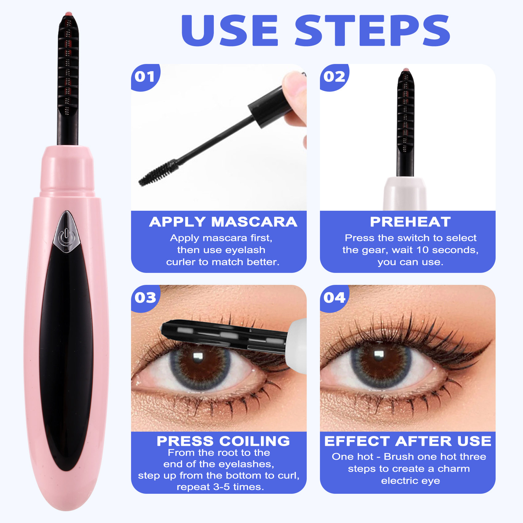 Elektrisch beheizte Wimpernzange USB Ladung Make-up Locken Kit Langanhaltend2305 - Bild 7 von 15