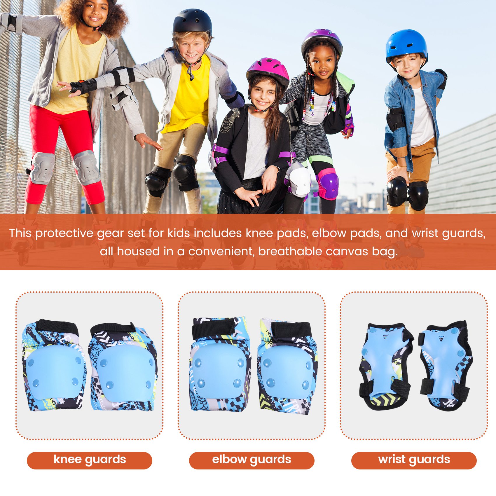 1X(Rollschuh-Schutzausrüstungsset für Kinder, Komplette Ausrüstung, Skatebo8327 - Produktbild 2