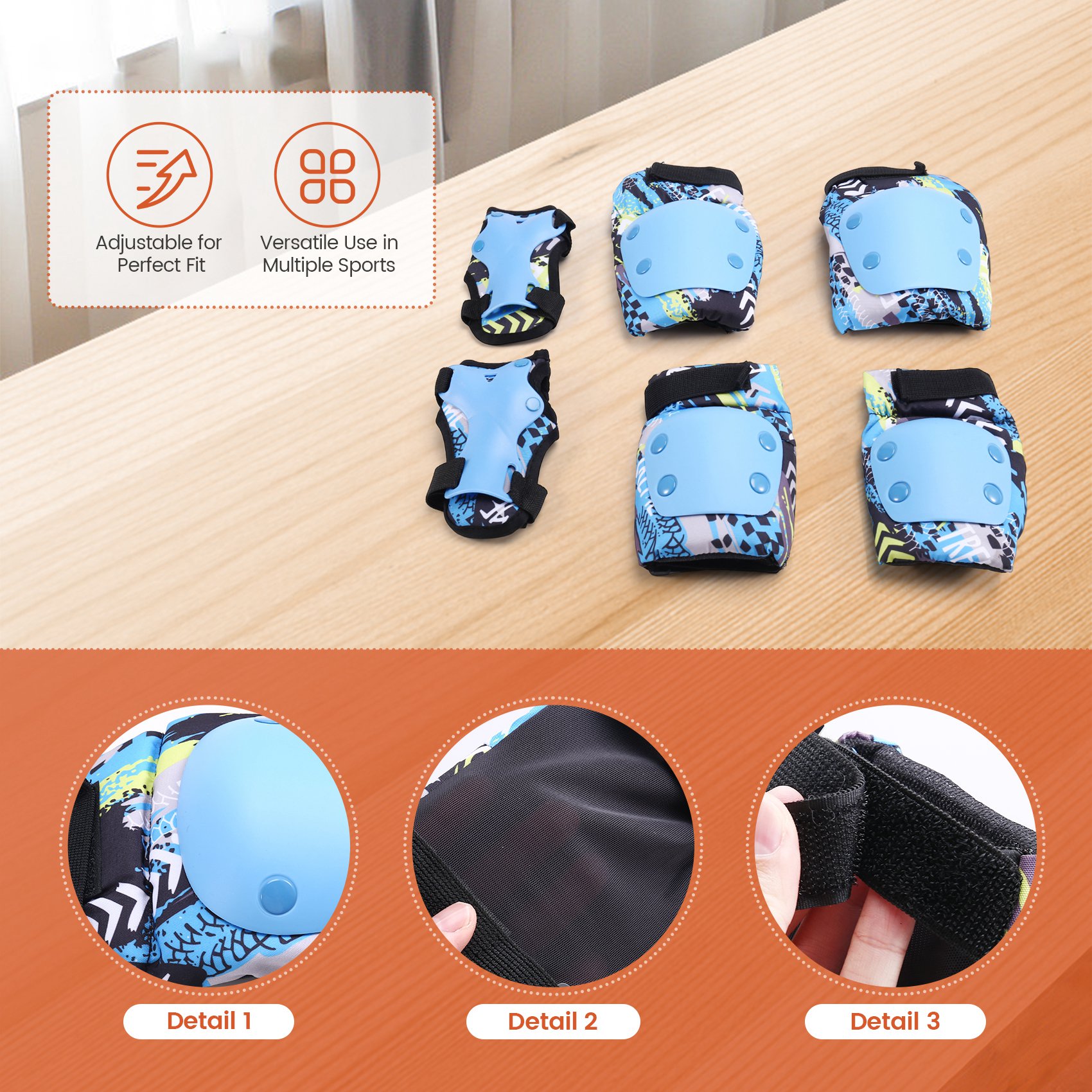 1X(Rollschuh-Schutzausrüstungsset für Kinder, Komplette Ausrüstung, Skatebo8327 - Produktbild 4