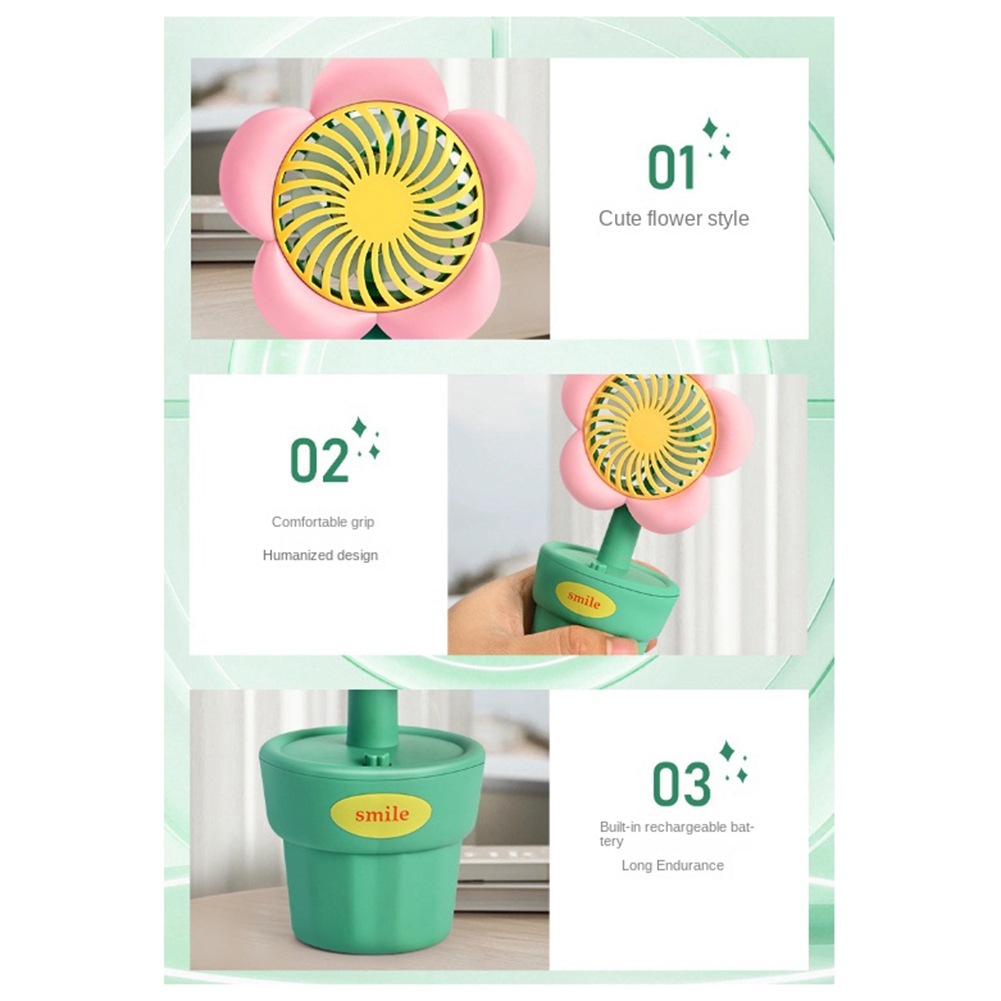 Portable USB Fan Handheld Mini Fan ABS Cute Style for Birthday Gifts Q2L95493 - Foto 18 di 21