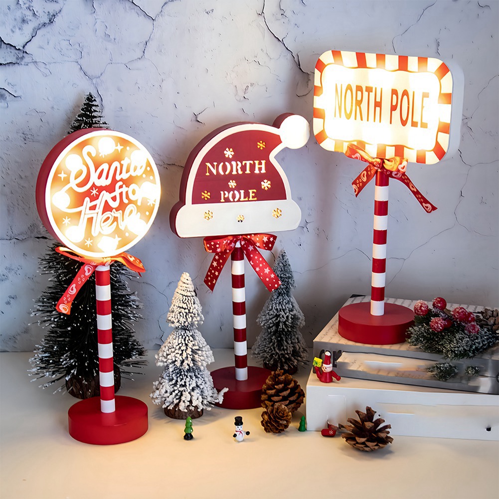Weihnachtsbeleuchtung im Vintage-Stil, Nordpol-Schild, LED-Licht, Straßensc2835 - Bild 9 von 19