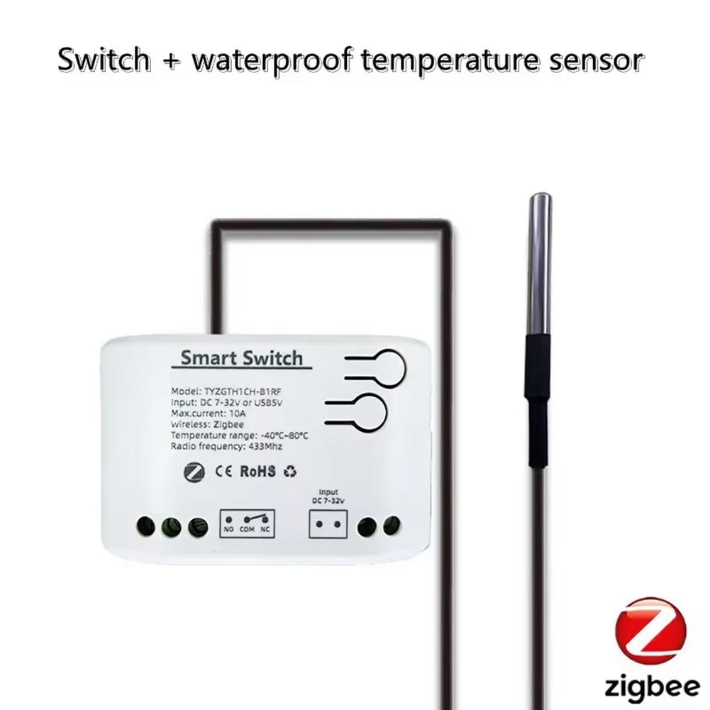 Tuya Smart Zigbee Switch with Temperature Sensor, Passive Dry Contact - Zi2490