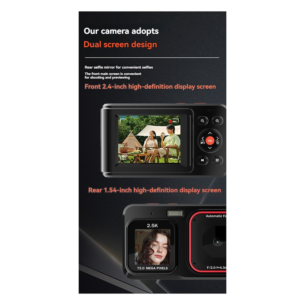 Kinder Mini Digitalkamera 2.5K HD 72MP Dual Screen High-Definition Pixel8117 - Bild 27 von 28