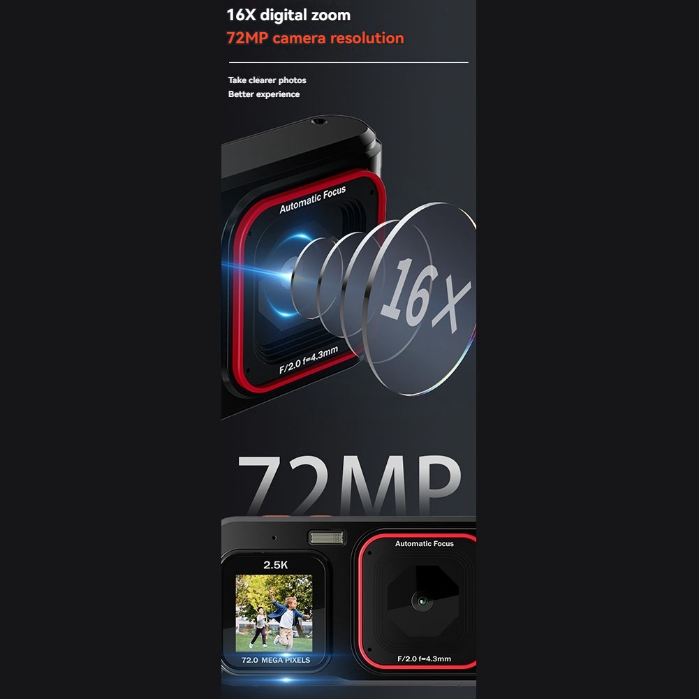 Kinder Mini Digitalkamera 2.5K HD 72MP Dual Screen High-Definition Pixel8117 - Bild 23 von 28