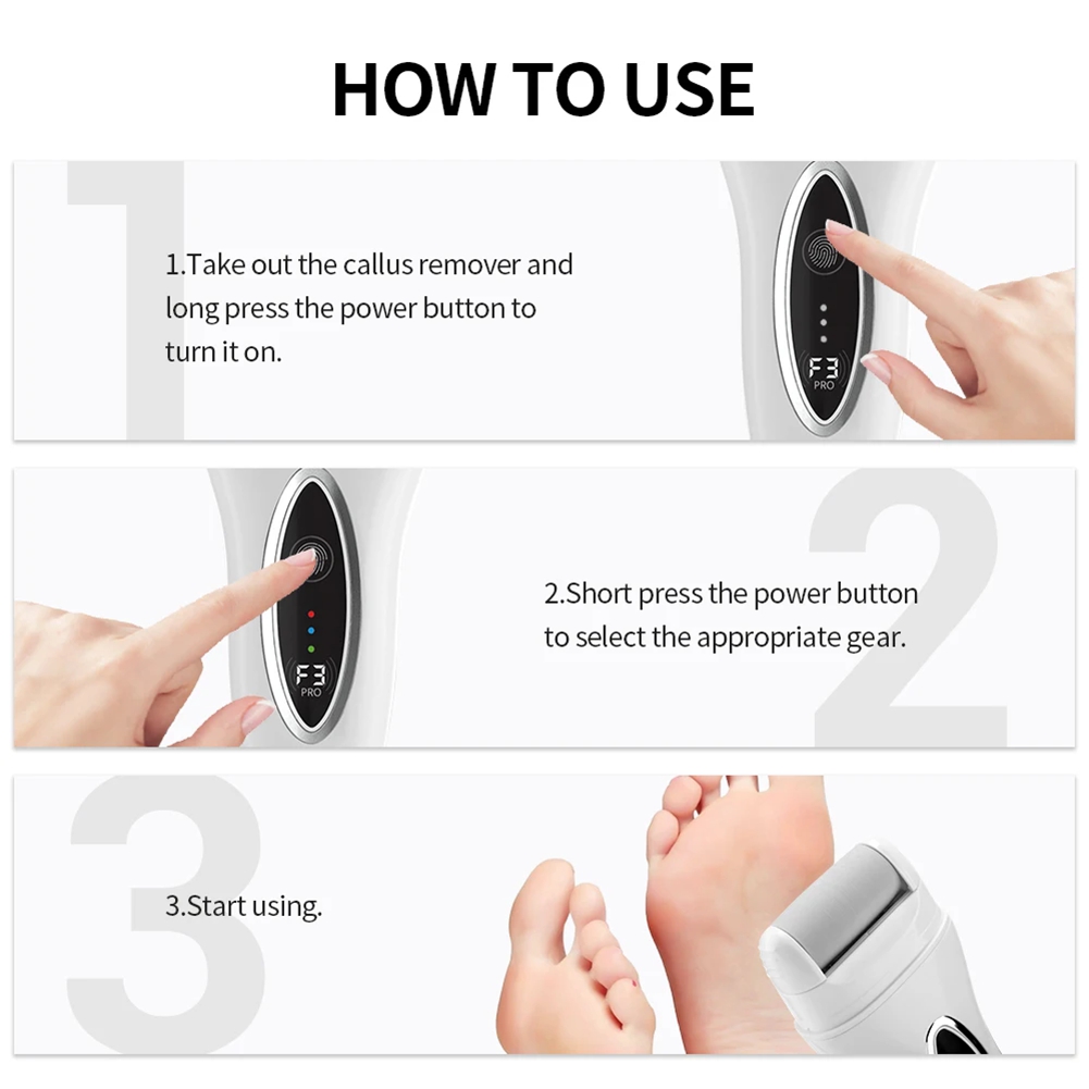 Electric Pedicure Foot File Rechargeable Foot Hard Dry Dead Cuticle Skin2455 - Foto 17 di 17