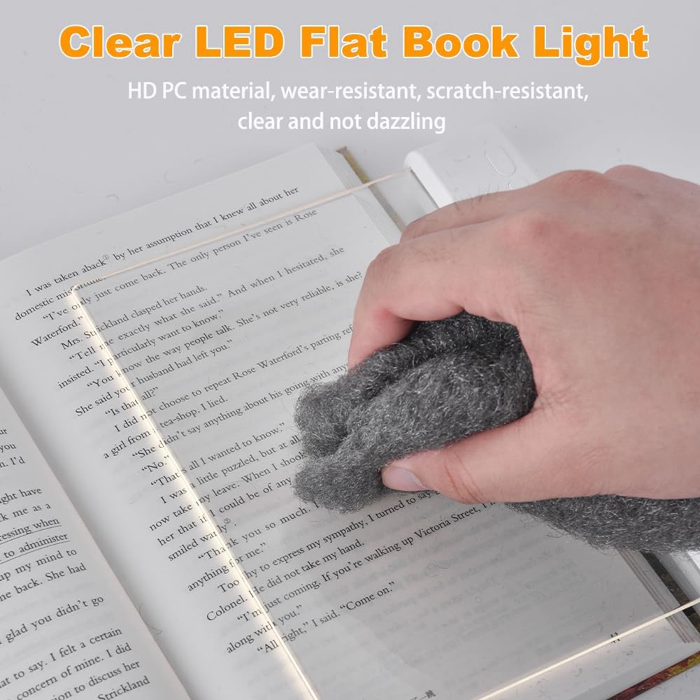 Book Light, Rechargeable Clear LED Flat Reading Light with 3 Colors & Timer3217
