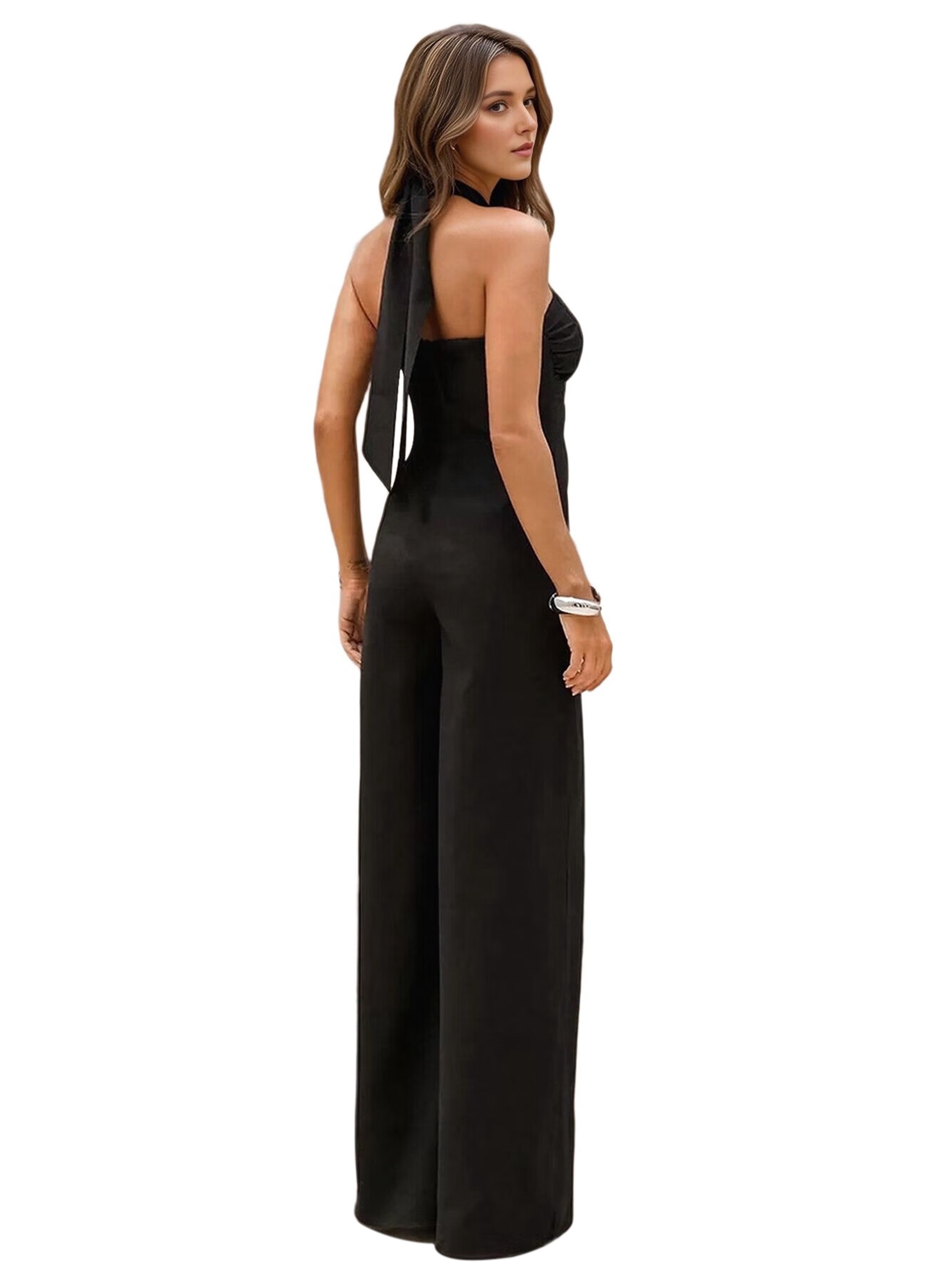 Maxi-Jumpsuit für Damen, Crossover, Neckholder, gerades Bein, Overall-Stram6089 - Bild 8 von 12