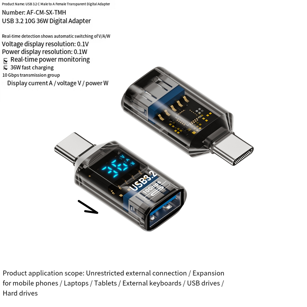 1PC Digital LED Display USB 3.2 Adapter 36-60W 10Gbps Laptop Type-C3978 - Bild 9 von 16