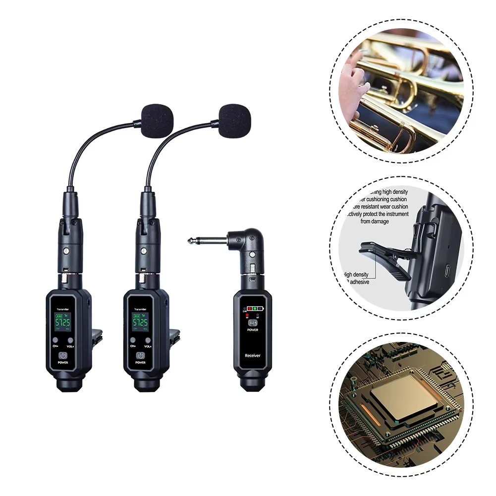 Sistema Microfonico Sassofono Wireless UHF Strumenti Clip-on Professional7819 - Foto 8 di 15