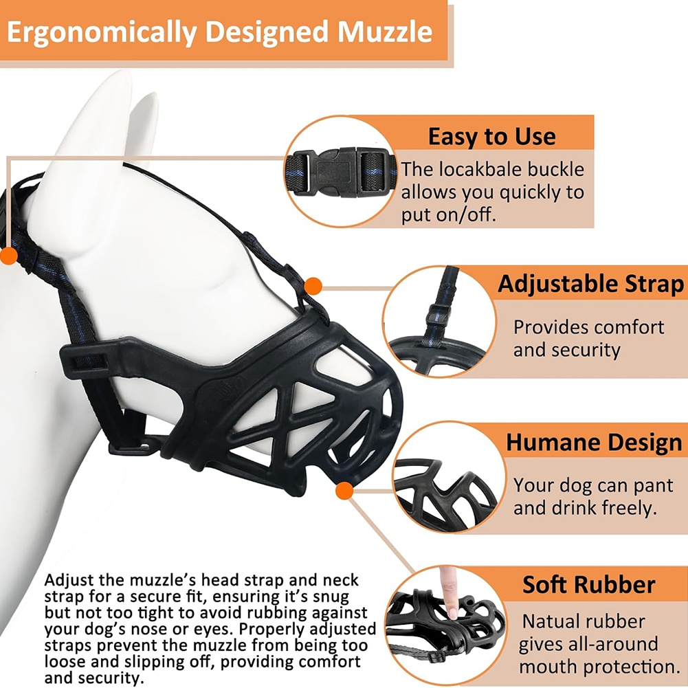 Dog Muzzle, Basket Muzzle for Biting, Chewing and Scavenging, Humane Cage3001