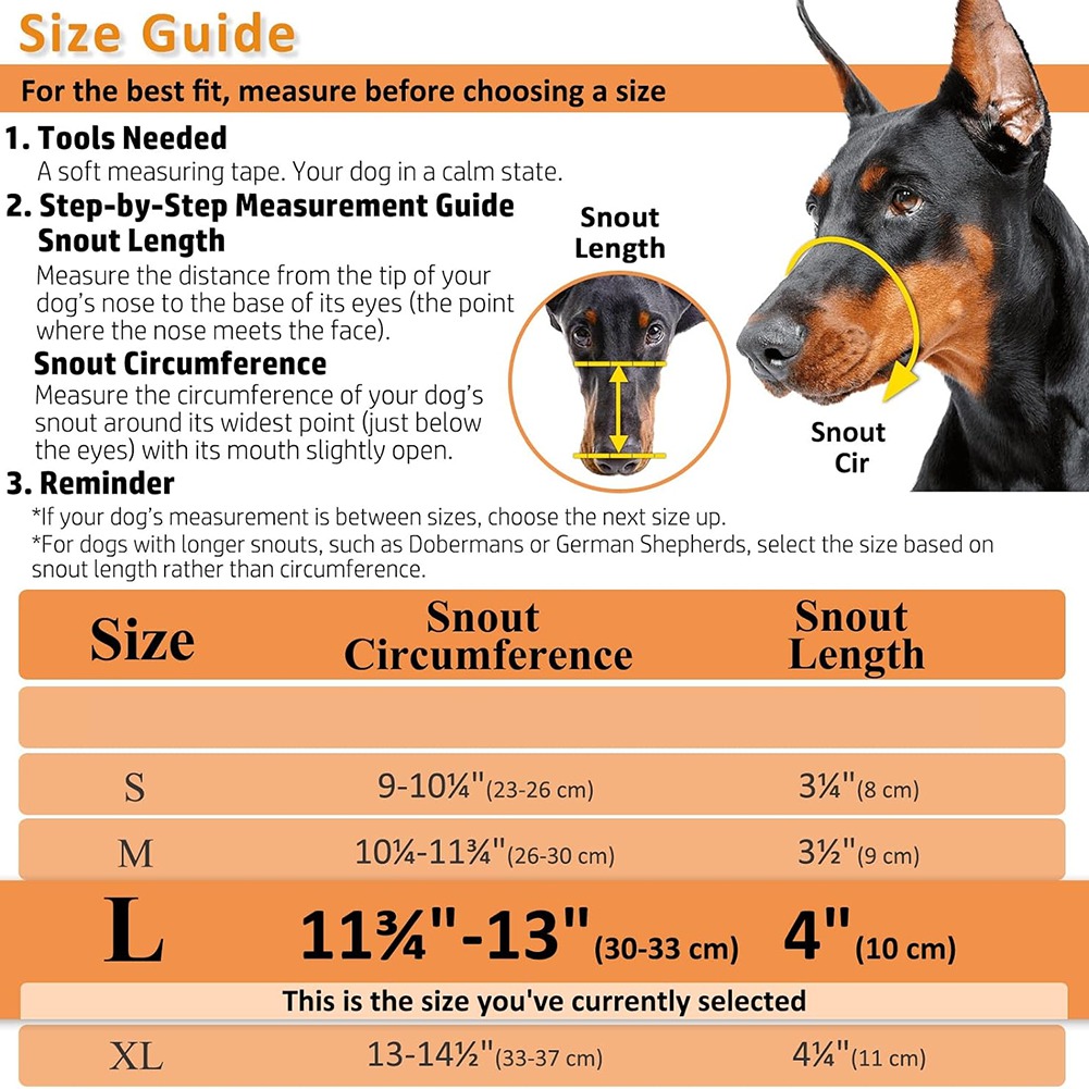 Dog Muzzle, Basket Muzzle for Biting, Chewing and Scavenging, Humane Cage3001