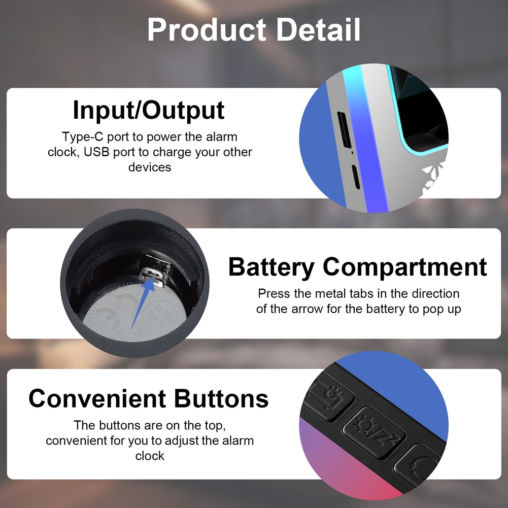 Sveglia a Proiezione per Camera da Letto con Luce Notturna RGB,7In Large LED2930 - Foto 8 di 15