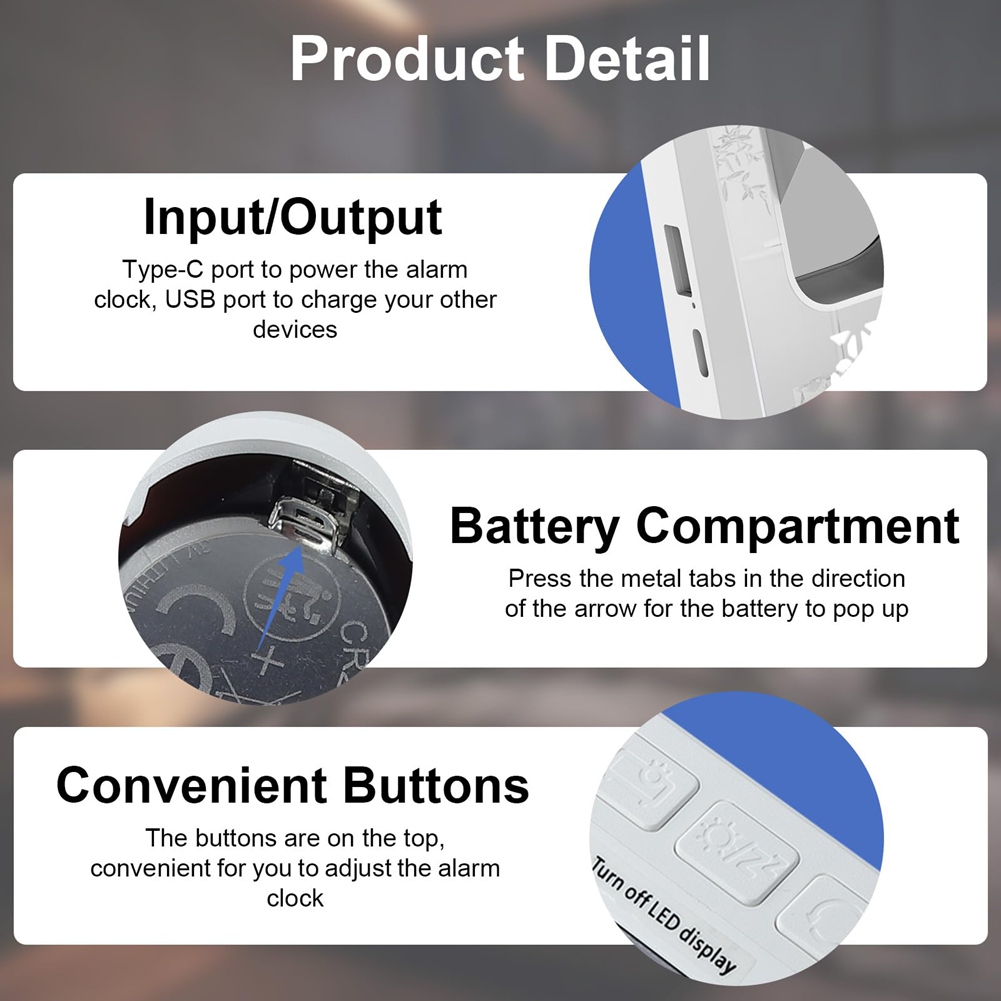 Sveglia a Proiezione per Camera da Letto con Luce Notturna RGB,7In Large LED2930 - Foto 12 di 15