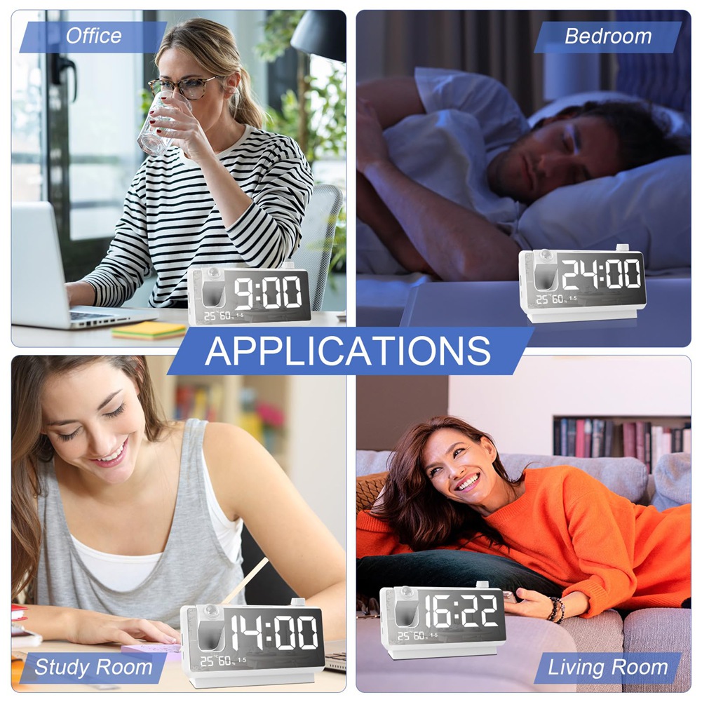 Sveglia a Proiezione per Camera da Letto con Luce Notturna RGB,7In Large LED2930 - Foto 15 di 15