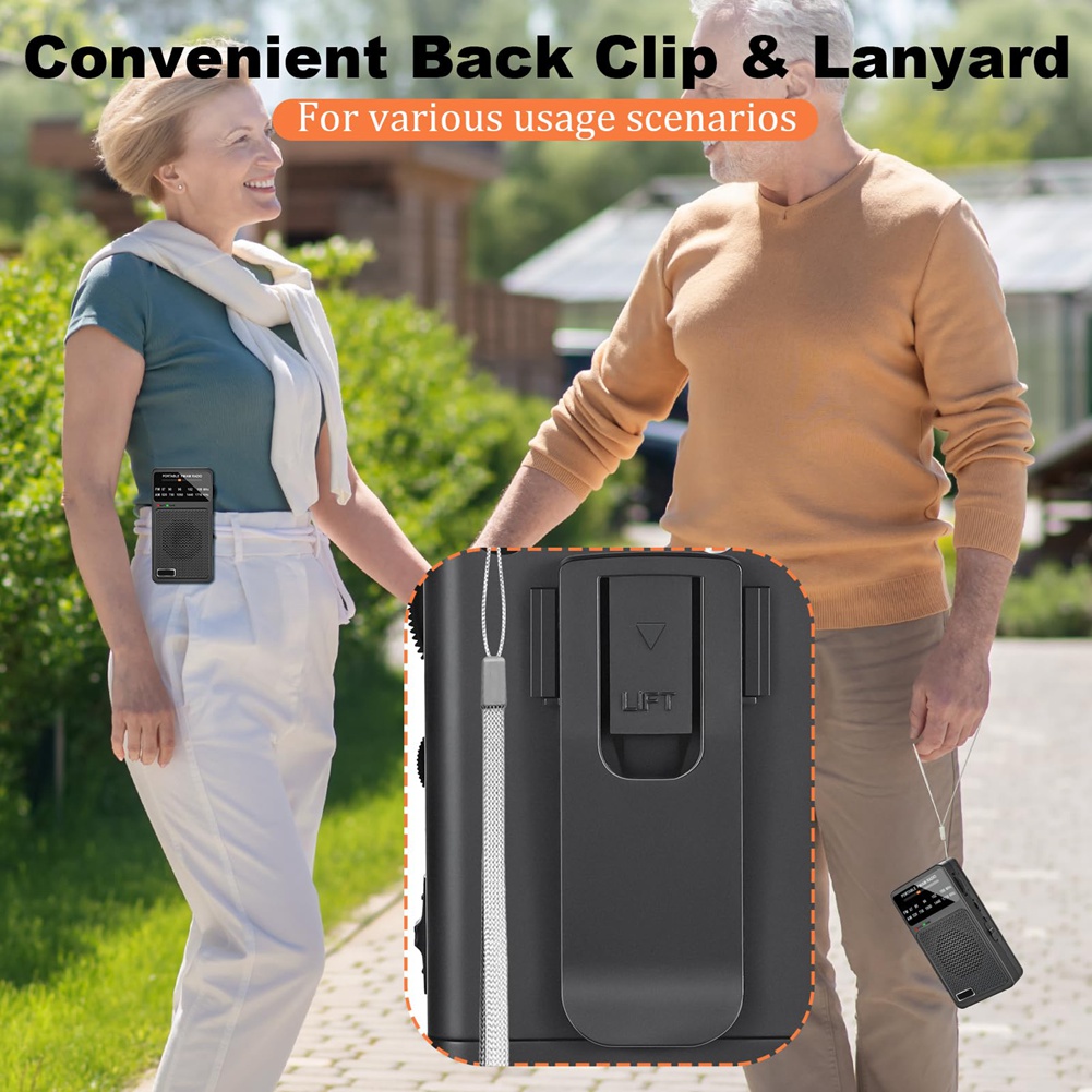 Radio AM FM Portátil, Radio de Bolsillo con Altavoz y Conector para Auriculares, Mini9389 - Imagen 8 de 17