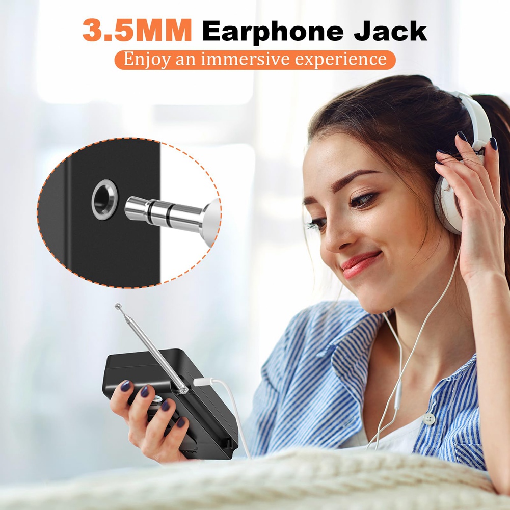 Radio AM FM Portátil, Radio de Bolsillo con Altavoz y Conector para Auriculares, Mini9389 - Imagen 9 de 17