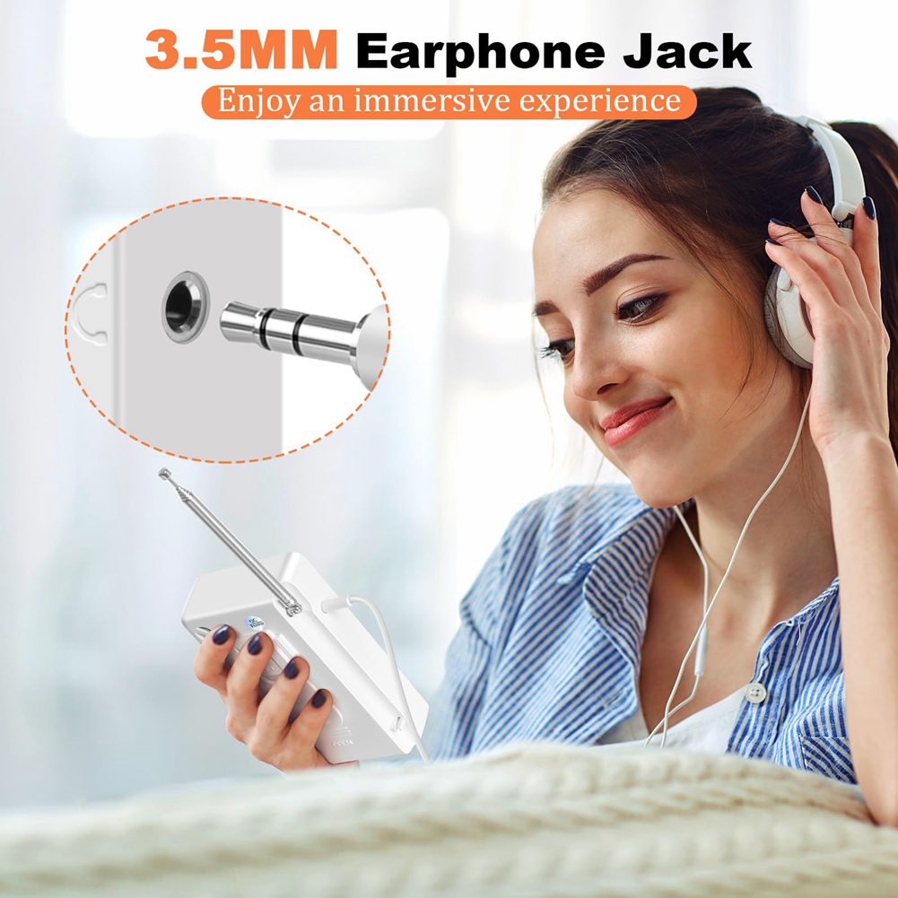 Radio AM FM Portátil, Radio de Bolsillo con Altavoz y Conector para Auriculares, Mini9389 - Imagen 12 de 17