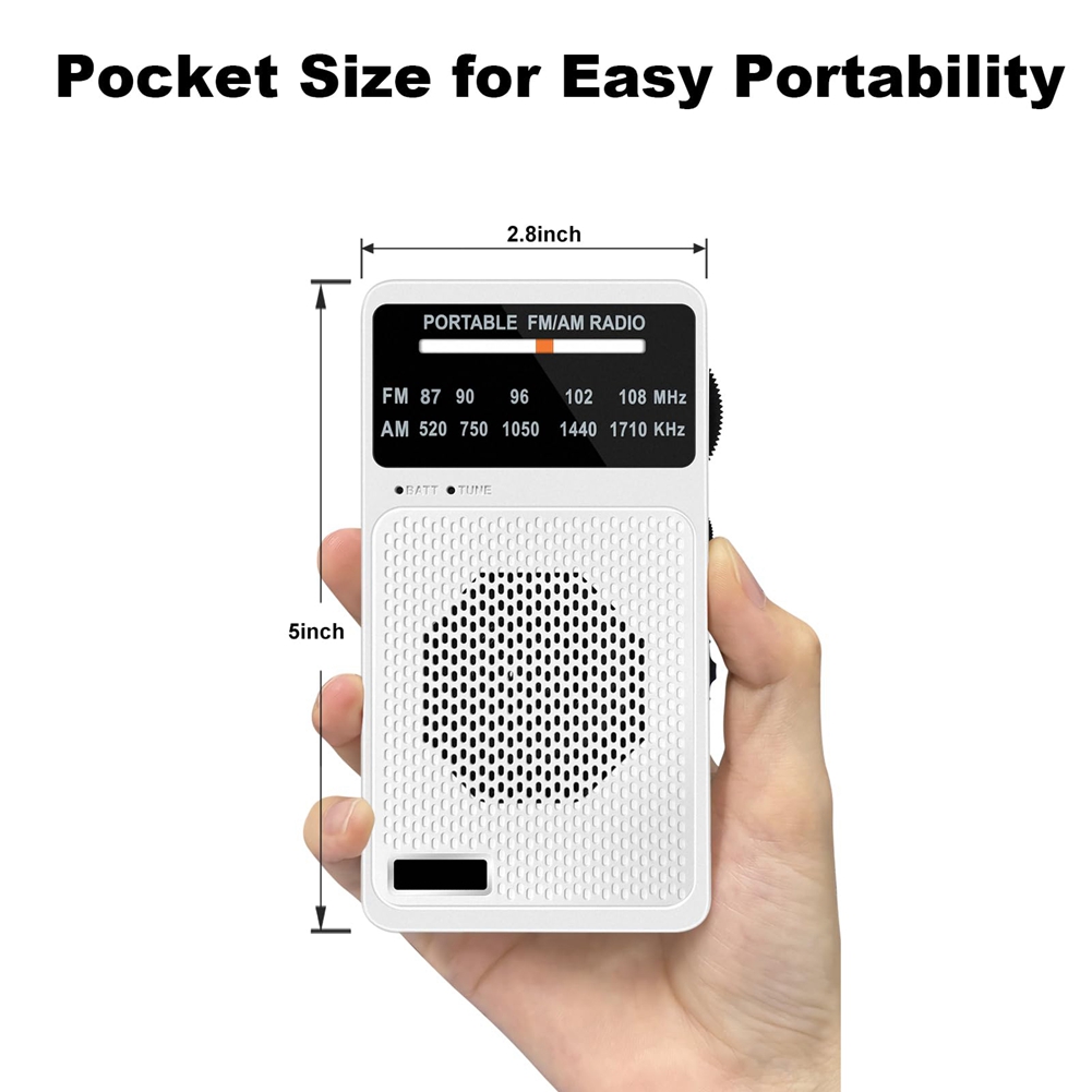 Radio AM FM Portátil, Radio de Bolsillo con Altavoz y Conector para Auriculares, Mini9389 - Imagen 17 de 17