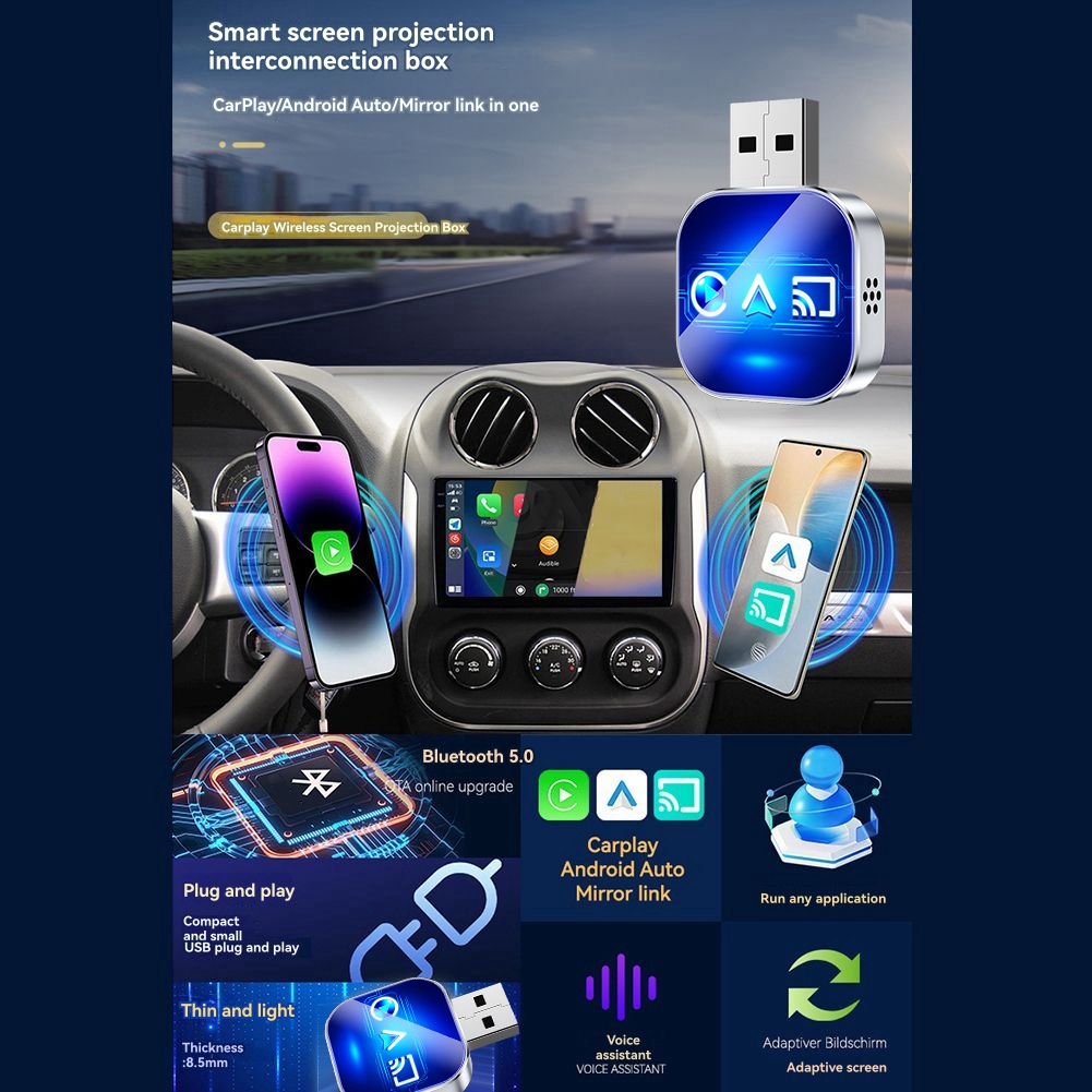 Adattatore Dongle USB Wireless Carplay Mirror Link Carplay Android Auto2941 - Foto 11 di 15