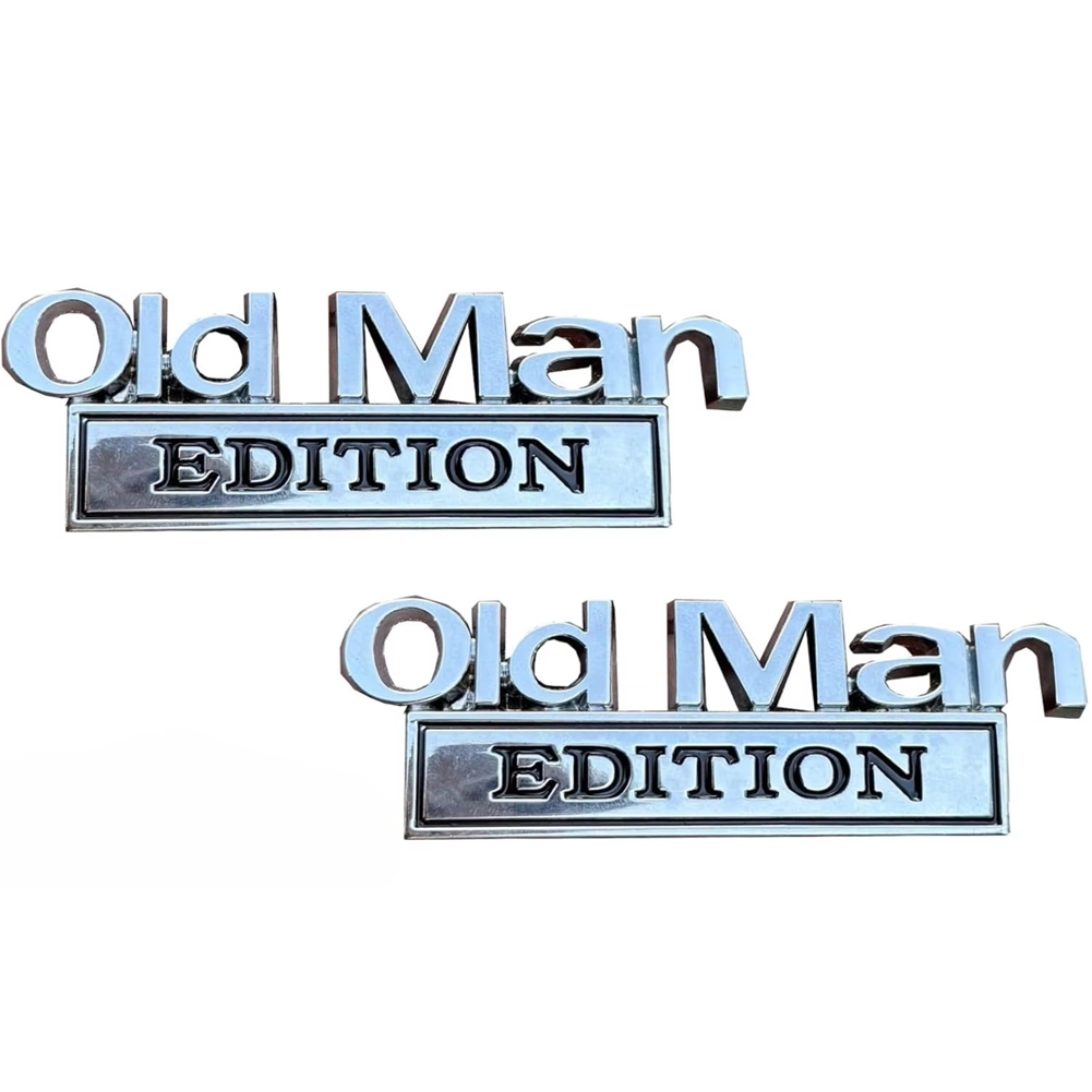 2 Pezzi Old Man Edition Emblema Auto, Adesivi 3D Metallo, Old Man Addition 5363 - Foto 2 di 15