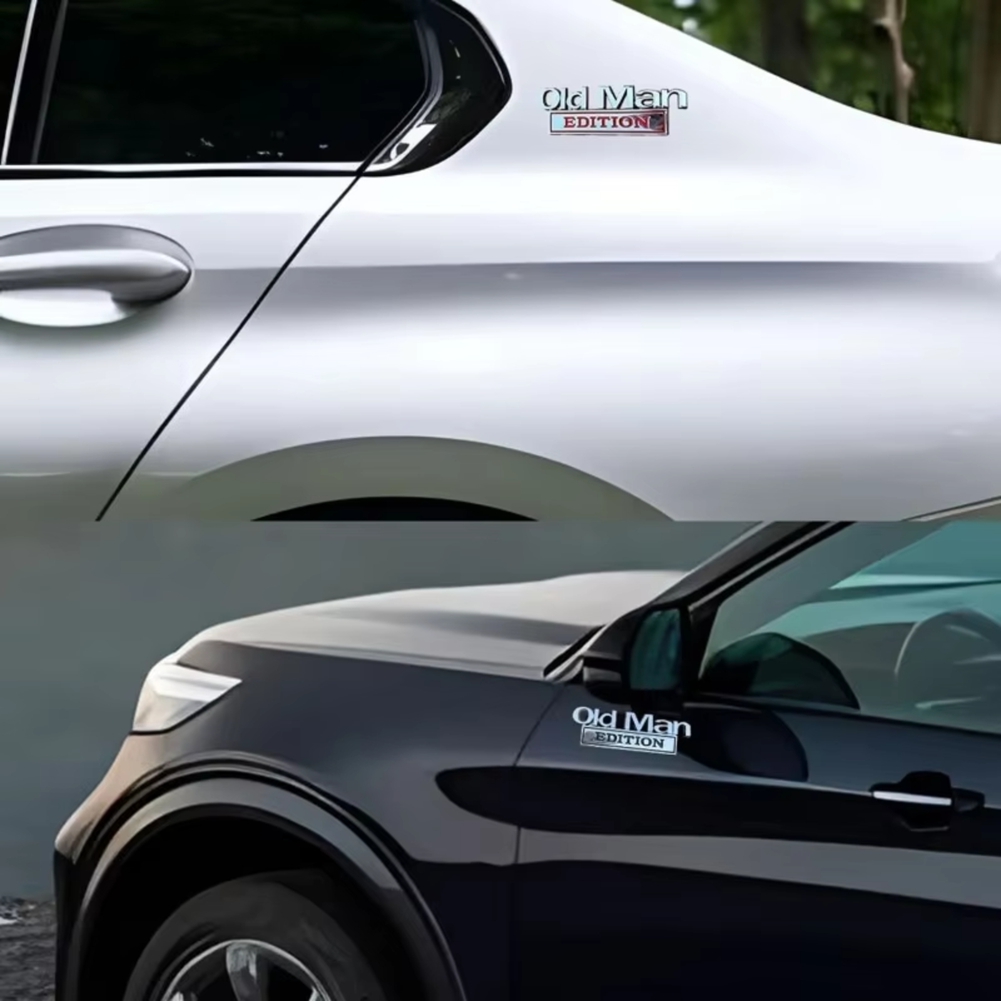 2 Pezzi Old Man Edition Emblema Auto, Adesivi 3D Metallo, Old Man Addition 5363 - Foto 4 di 15