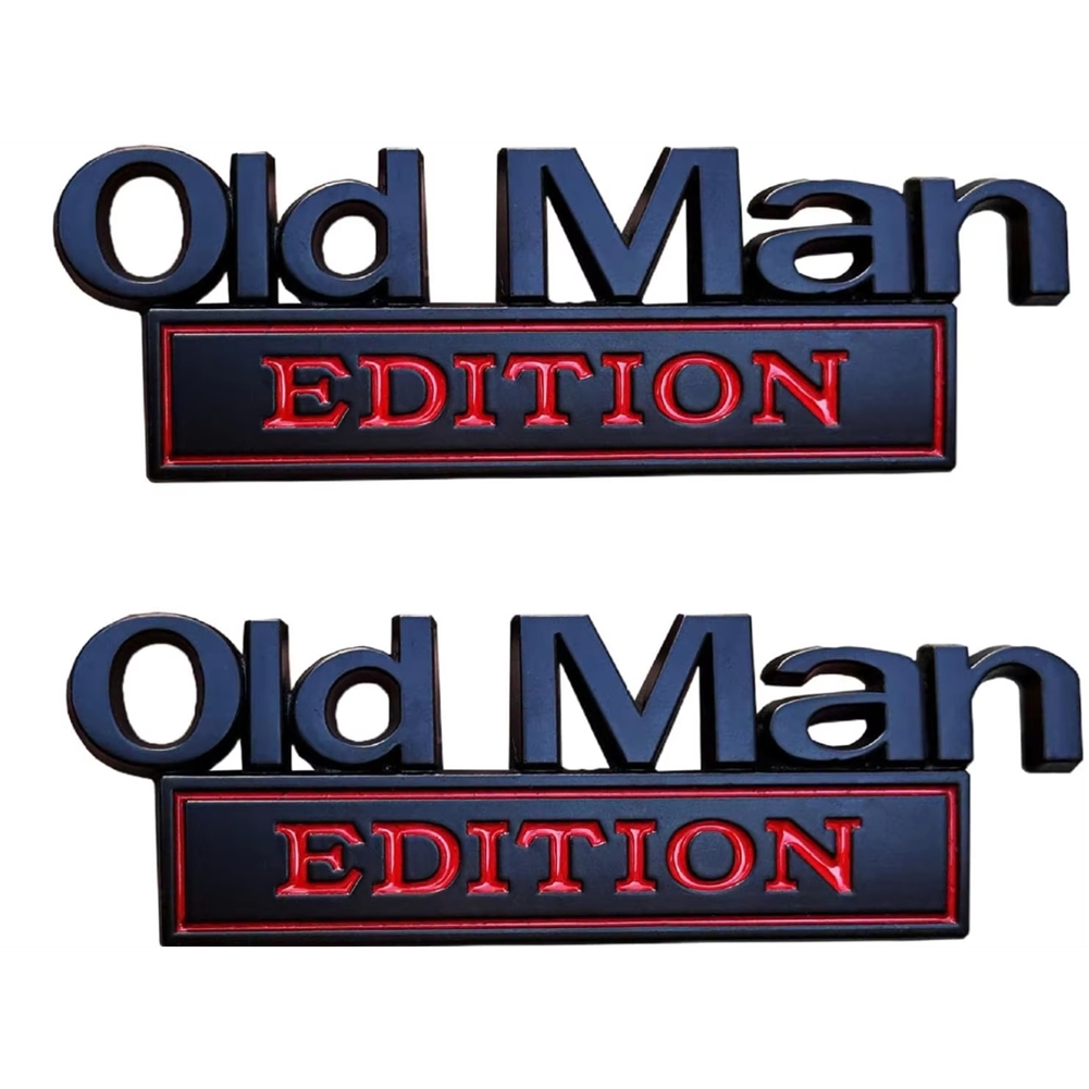 2 Pezzi Old Man Edition Emblema Auto, Adesivi 3D Metallo, Old Man Addition 5363 - Foto 9 di 15